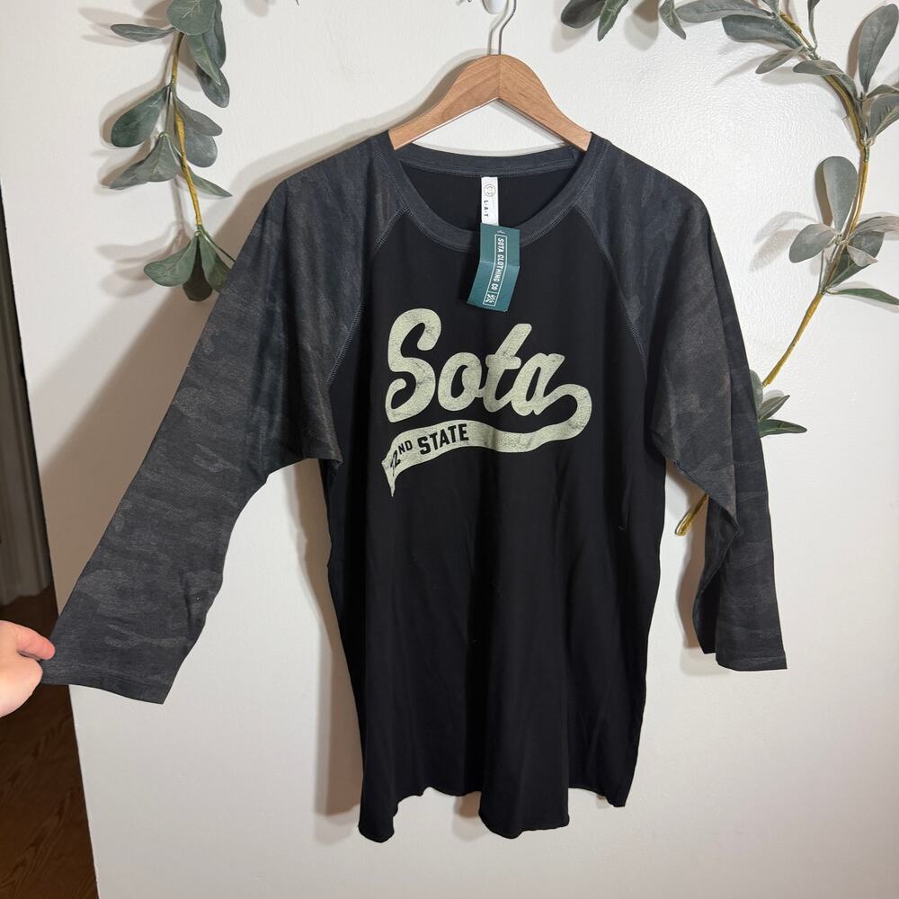 NWT Sota Clothing 3/4 Sleeve Raglan Tee